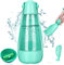 Petsoigné Gourde multifonction pour chien, avec bac à sac poubelle et pelle cachée, gourde pour animaux de compagnie, chien, chat, voyage, portable, verte