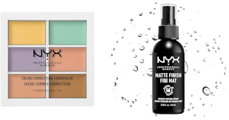 NYX Professional Makeup Palette Couleur et Correction, 6 Teintes Faciles à Estomper & Spray Fixateur, Tenue Longue Durée, Fini Mat, 60 mL