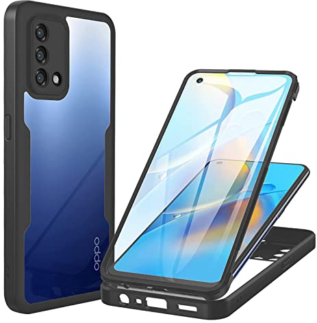 betterfon 360 Grad Hülle Kompatibel mit Oppo A74 4G | Handyhülle mit eingebautem Displayschutz für A74 4G | Schwarz