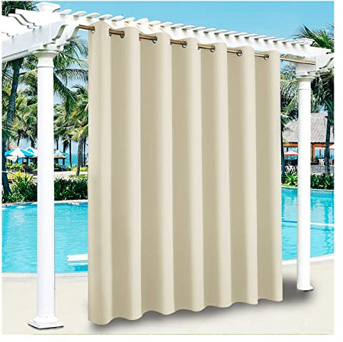 YEVENR Rideau d' extérieur Extra Large Imperméable Protection Solaire Coupe Vent Brise-Vue latéral pour Balcon terrasse Pergola Cabanon Jardin Gazebo Pavillon Rideaux Marron 1 PCS,122 * 182cm（W*L）