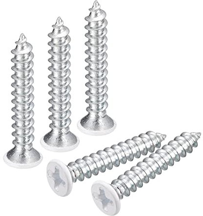 QUARKZMAN ST4x25mm Blanc Vis Autotaraudeuse, 100pcs Plat Tête Phillips Bois Vis pour Travail Bois