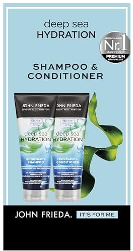 John Frieda Deep Sea Hydration Set - Shampoo, 250ml & Conditioner, 250ml - Haartyp: feuchtigkeitsbedürftig, trocken - SLS/SLES Sulfatfrei - Mit nährstoffreichen Meeresalgen