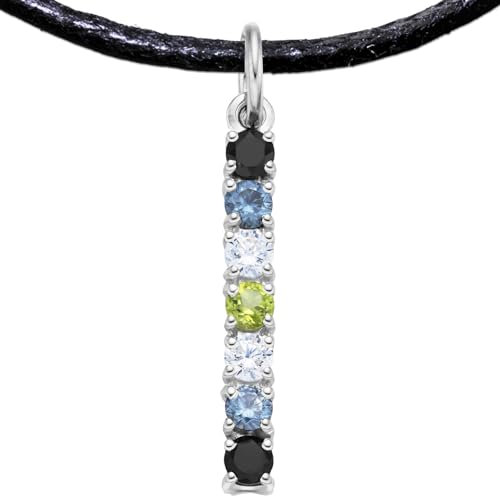 Agender Kette Anhänger mit Halsband, Handgefertigter Charm mit Edelsteinen aus Silber 925, Auch für Armband, Halskette, Kette - Genderqueer, Genderfluid PRIDE (Silber Platiniert, Agender Schmuck)