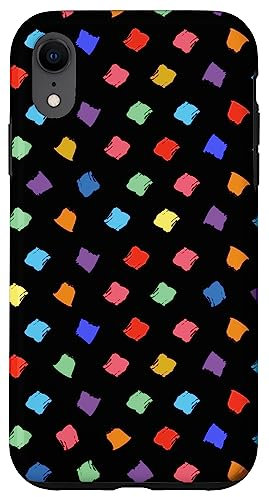 Hülle für iPhone XR Polka Dot Daubs Handyhülle, Künstlerpalette, Schwarz, Geschenkartikel