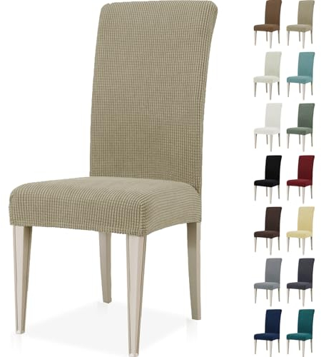 Ystyle Stretch Stuhlhussen 2er Set, Stuhlbezug Elastisch Abnehmbarer Waschbarer, Universal Hussen Für Stühle, Stuhlbezüge Chair Cover Für Hotel Bankett Küche Restaurant Hochzeit Party, Khaki