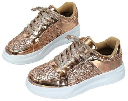 Ulalaza Baskets Tendance pour Femme avec Paillettes Scintillantes, Tendance, Brillantes, décontractées, Paillettes, Concert, Toile rembourrée, Marche pour Mariage, fête, boîte de Nuit