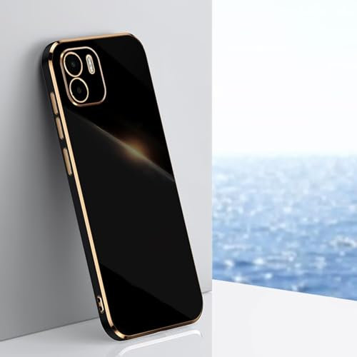 LENGRACE Hülle für Xiaomi RedMi A1/A2,Galvanisiertes Kieselgel Ultra Dünn Kratzfeste TPU Handyhülle,Einfaches Stilvoll Spiegel Shiny Stoßfeste Schutzhülle Cover Case-Schwarz