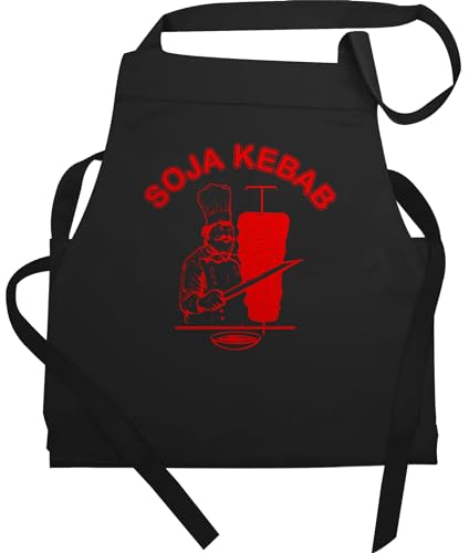Schürze Geschenk - Karneval & Fasching - Erwachsene - Soja Kebab Logo Vegan I Vegetarisch - 60x87 - Schwarz - dönermann geschenke für omis männer kochen döner kochschürze koch faschings doner