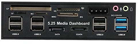 YIWENG Scheda di memoria multifunzione USB 3.0 Hub eSATA SATA Lettore di schede interne PC Media Dashboard Media Pannello frontale per SD MS CF TF M2 Schede di memoria MMC Adatto a 5,25 ,Lettore