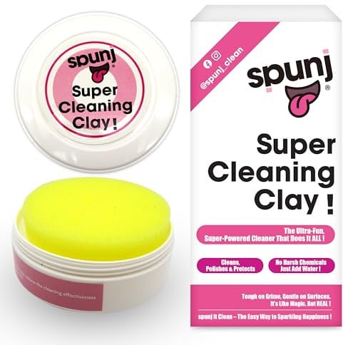 Spunj 2pk Super Cleaning Clay, Multipurpose Cleaning Paste Cleaner for Kitchens, Appliances and Bath Cleaner with Sponge, Gentle on Glass, Ceramic, Stainless, Tough on Stains, Reliable Power Paste