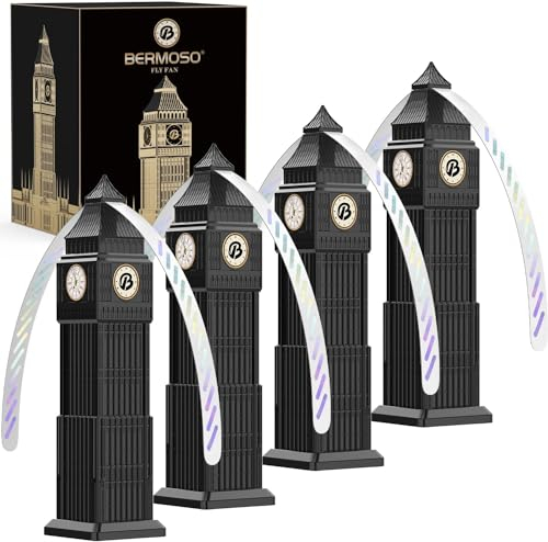 Repellente per Mosche, 4 x Ventilatore Repellente Portatile da Tavolo, Scacciamosche con Gancio, Anti-Mosche e Zanzare Elettrico, Anti-insetti Conveniente da Piegare e Appendere,All'aperto, Picnic