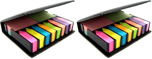 1500Pcs Sticky Notes Set Memo Desktop Organiser Holder Index Tab Post Arrow Bookmark Removable Self Adhesive Flags Notepad Rectangular Fluorescent Color Gifts for Students Teachers (Pack of 2)