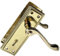 Georgian Style Scroll Brass Door Handles – Internal Use, Optional 3 Lever Sash Lock, 150mm x 42mm Backplate (1 or 2 Pairs) (1 X Pair of Handles)
