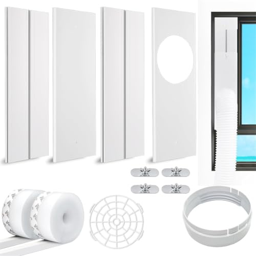 FASCINATDECO Kit Fenêtre Climatiseur Mobile, Kit Calfeutrage Fenêtre Climatiseur Portable, Adaptateur de Tuyau Ø15cm, 43-152cm