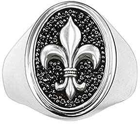 WIPPWER Der Siegelring Fleur-De-Lis Anillos Sterling Silber Glück Modeschmuck Rebellious Rebel Street Unisex Geschenk for Frauen Männer