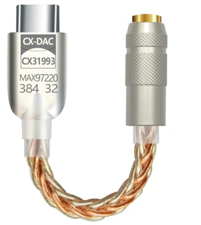 USB C auf 3,5 mm Soundadapter mit CX31993 MAX97220 Chip Typ C Kopfhörer-Adapter DAC-Kabel für iPhone 15 Pro Max Plus, Galaxy S23 Ultra, S21, Pixel 7, iPad, Android Phone