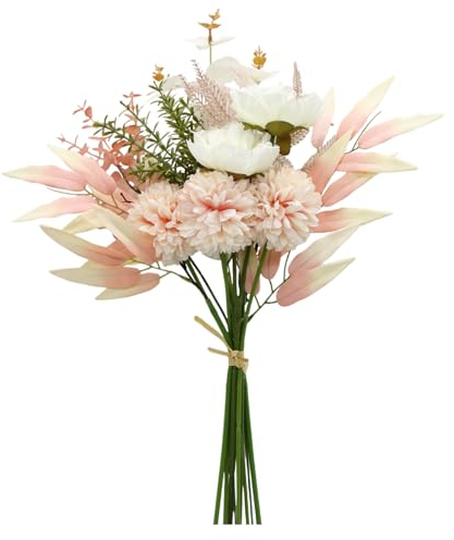 Kizaten Kunstblumen Künstliche Pflanzen Blumen Deko Hortensien Seide Blumenarrangements für Simulation Blumenstrauß Wohndekoration Hochzeitsdekoration,Champagner
