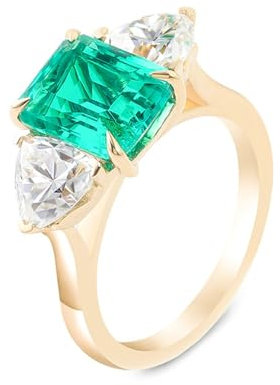 Epinki Echte Goldschmuck, 14 Karat Gold 585 Ringe, Klassiker Trauringe mit Smaragd 2ct Moissanit Grün, 18K Gold Verlobungsring Freundschaftsringe Gr.57 (18.1)
