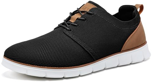 LEZTA Scarpe Uomo Eleganti in Rete Traspirante Semi-Formali per Ufficio Tempo Libero e Viaggi con Suola Morbida Sneakers Nero 44