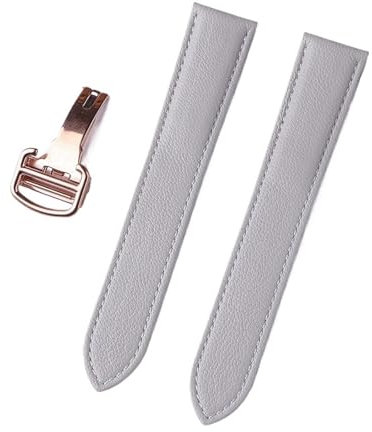 LQXHZ Handgefertigter Französischer Schaf-Uhrenarmband-Ersatz, Kompatibel Mit Cartier Tank London Echtleder-Uhrenarmband 17 Mm, 18 Mm, 19 Mm, 20 Mm, 22(Milkshake White Rose,13)