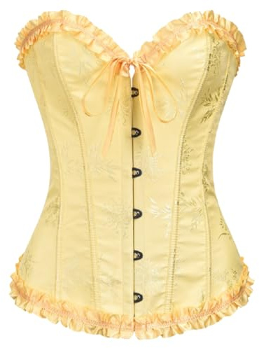 KUOSE Womens Black Basque Body Shaper Overbust Corset Top Plus Size S-6XL