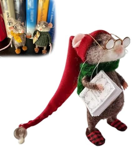 Cute Needle Felted Mouse, 2025 New Christmas Wool Felt Mouse Ornament,Handmade Needle Felt Mice Decorations,Cute Felt Mice Figurine,Needle Felted Christmas Mouse Doll Decorations (Type B)