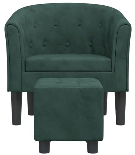 356480 Fauteuil club avec repose-pieds en velours Vert foncé