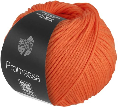 LANA GROSSA Promessa | Weich gefülltes Schlauchgarn aus Bio-Baumwolle und Polyamid | Handstrickgarn aus 70% Bio-Baumwolle & 30% Polyamid | 50g Wolle zum Stricken & Häkeln | 125m Garn FB30