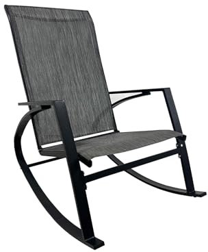 Rebecca Mobili Schaukelstuhl, Outdoor-Sessel, schwarz, dunkelgrau, Stahl, Polyester, robust, moderner Stil, für Garten und Veranda - Maße HxBxT: 94 x 104 x 60 cm - Art. RE7186