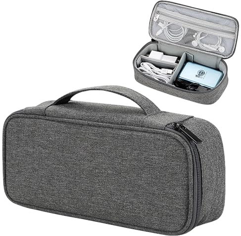 Teskyer Kabeltasche Organizer, Kabel Organizer Tasche, Reise Essentials Elektronik Zubehör Organizer, Protable Tech Pouch für Ladegeräte, Kabel, Power Bank, SM13 - Dunkelgrau