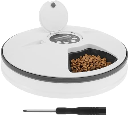 Automatic Cat Feeder, Timer Wet Food Dispenser with 6 Meals Battery Powered | Cordless Design, for Wet & Dry Food, Small Dog Friendly, Programmable Portion Control