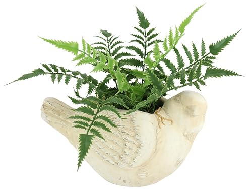 Flair Flower Buisson de fougère Artificiel en Forme d'oiseau - 20 cm - Décoration pour la Salle de Bain - Fenêtre - Plante en Pot - Plante Verte - Plante Artificielle - Plante d'intérieur - Oiseau