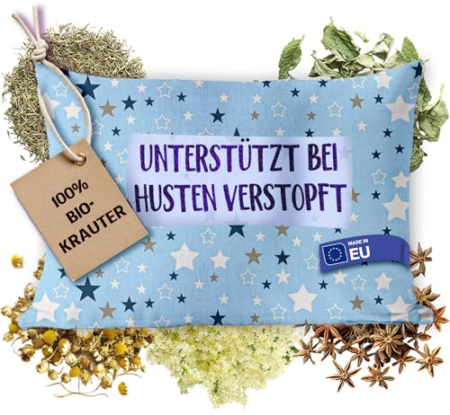 Mommies Natura Kinder Kräuterkissen 50x40 cm – Natürliches Kopfkissen für Kinder mit Kamille, Melisse & Thymian – Einschlafhilfe bei Erkältung & Husten – Kleines Kissen für Bett & Reise (Grau)