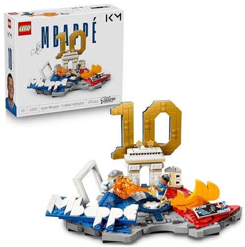 LEGO Editions Kylian Mbappé – Football Highlights Toy - 3D Display Model Kit w/Collectible Minifigure - Kids' Room Decor - Gift for 10+ Year Old Boys, Girls & Adult Sports Fans - 43013