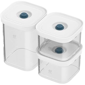 ZWILLING FRESH & SAVE CUBE La Mer Vakuum Box-Set S, 3-tlg, 2x Größe S & 1x Größe 2S, Luftdichte & Vakuumierbare Aufbewahrung, Spülmaschinengeeignet, Transparent-La Mer