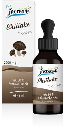 Liposomale Shiitake Tropfen hochdosiert - (60.000mg pro Packung) 2000mg Shiitake pro Tagesdosis davon 600 mg Polysaccharide - MCT Öl - Hohe Bioverfügbarkeit