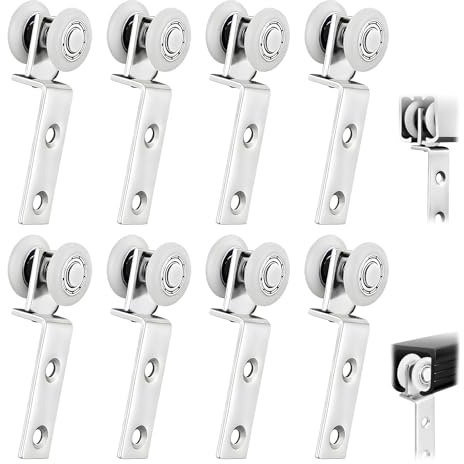 Lot de 8 roulettes de 20 mm, multifonctionnelles, pour porte coulissante, avec roulement, roulettes silencieuses, montage facile pour rideaux, portes coulissantes, meubles
