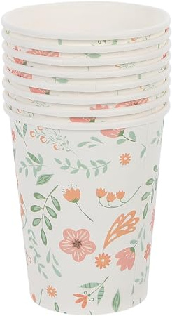 Gobelets en Papier Jetables 9 Oz 32 Pièces Gobelet Mariage pour Fêtes | Fleurs Gobelets en Papier, Anniversaires et Remises de Diplôme, Articles de Fête, Usage Unique, Lot Pratique