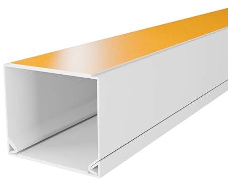 DQ-PP KABELKANAL – PVC – Selbstklebend – Größe: 20x15mm – Länge: 2m – Farbe: Weiß – Kabelbox für LAN Kabel Internetkabel Kabelmanagement