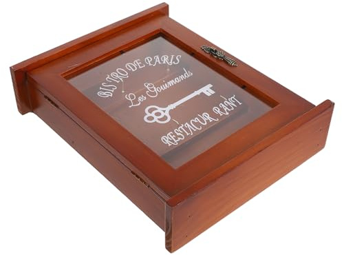 Veemoon Boîte à Clés Murale en Bois Vintage Pratique et Élégante Verre, Rangement Facile à Transporter pour Entrée de Maison ou Anniversaires