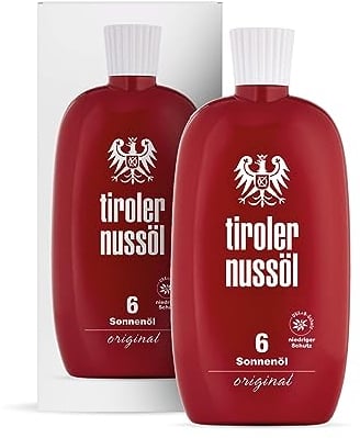Tiroler Nussöl Original Sonnenöl wasserfest Bräunungsbeschleuniger mit Sonnenschutz LSF 6-150 ml