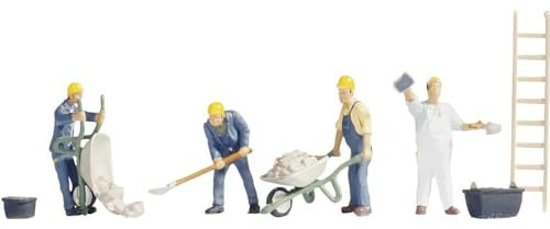 NOCH Figuren-Set „Maurer“, handbemalte Modellfiguren, 1:87, für kreative Bauszenen in H0 Dioramen