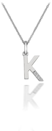 Hot Diamonds 925 Sterling Silver Letter Pendant Necklace | Personalised Initial Letter Necklace for Women | Silver Micro Pendant with 3 Real Diamonds