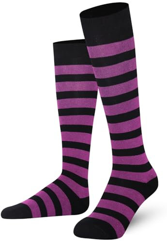 Mysocks Calzini al ginocchio banda Cotone pettinato extra puro Viola e nero