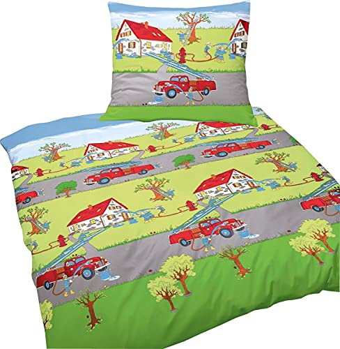 Bierbaum Kinderbettwäsche Bettwäsche Feuerwehr Renforce 80 x 80 135 x 200 cm