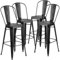 Flash Furniture Blake Barhocker aus Metall, schwarz, mit Rückenlehne, für Innen- und Außenbereich, 76,2 cm, 4 Stück