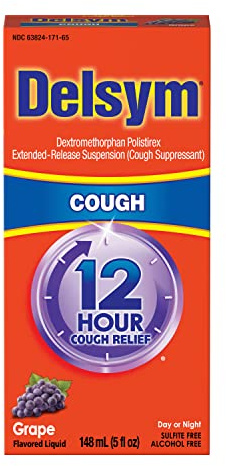 Delsym Cough Suppressant Liquid Grape Flavored, Orange, 5 Fl Oz (Pack of 1)