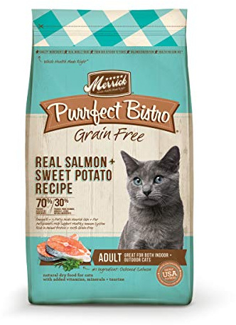 Merrick Purrfect Bistro Grain Free Natural Dry Cat Food For Adult Cats, Real Salmon And Sweet Potato Recipe - 12 lb. Bag