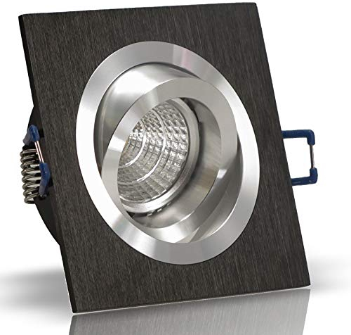 trendlights24 Noble Decken Einbauleuchte 1x Schwarz eckig 12V Niedervolt GU5.3 schwenkbar - ohne Leuchtmittel - Aluminium Einbaustrahler Einbauspot