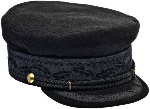 Sterkowski Hamburg Segelmütze | Wolle Skippermützen für Frauen und Herren | Kapitänsmütze Cap Docker Cap Schiebermütze Chauffeur Mütze 54 cm Schwarz